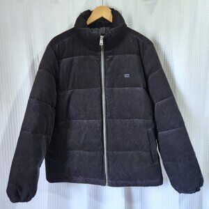 Levi Strauss Winter Jacket Women's XL Black Corduroy Puffer Coat Full Zip